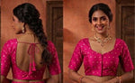 Rani Pink woven gold polka dots butti work Blouse in Germany