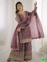 Latest Lavender  Designer Silk Palazzo Suit for Women Party Wear In Germany