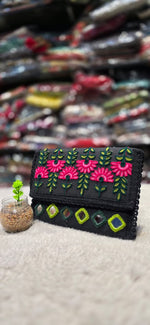 Boho Mirror Work Sling Purse, Handmade Cotton Clutch in Berlin