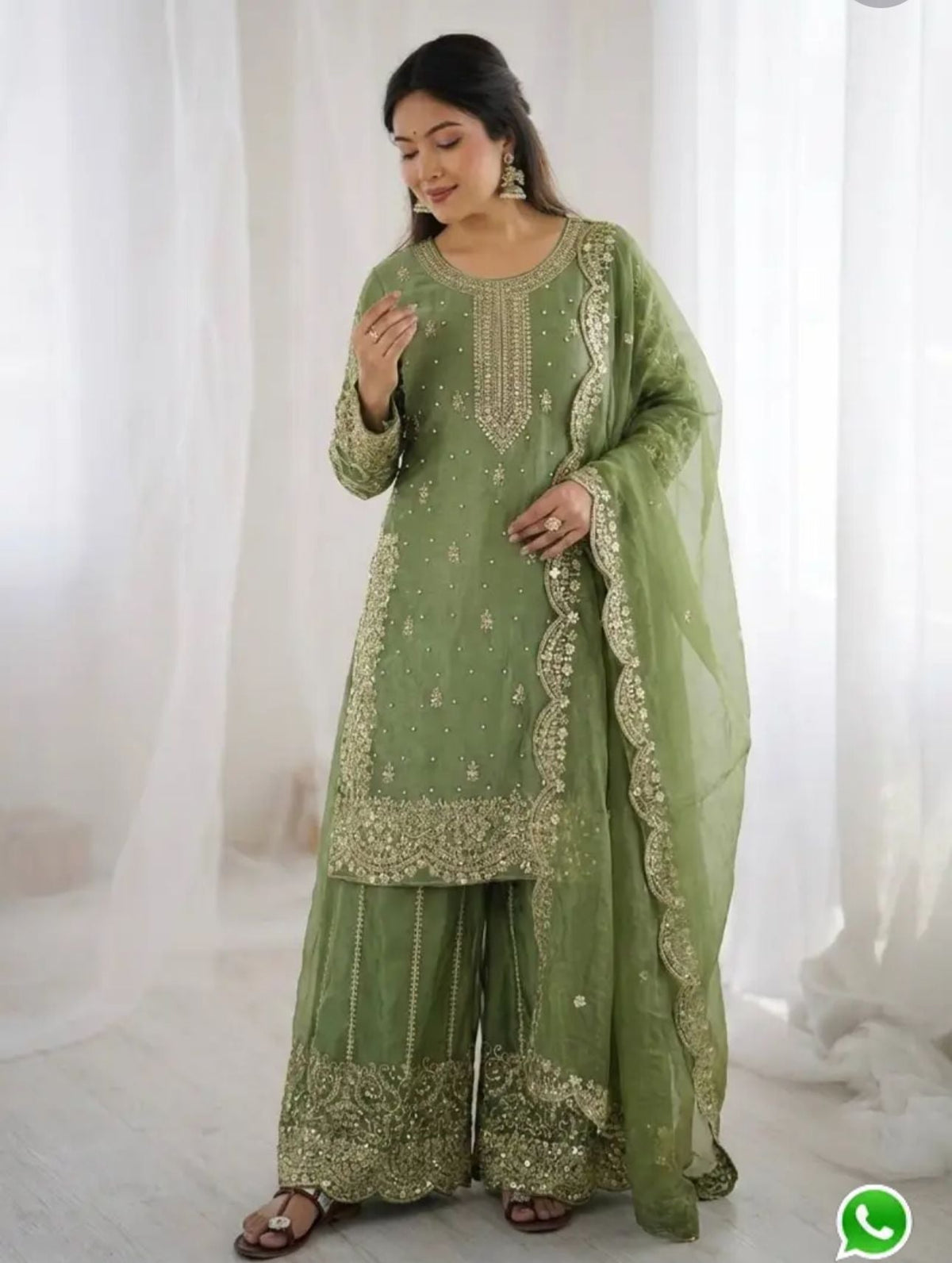 Latest Parrot Green Designer Silk Palazzo Suit for Women Party Wear In Germany