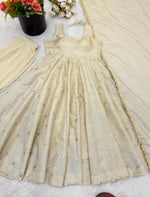 New Designer Cosmos Gold With Embroidery Work Gown And Dupatta Set in Germany(Anarkali Set Stitched)