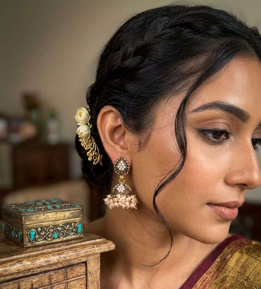 Gold Oxidised Pearl Jhumka Earrings for Girls and Women in Germany