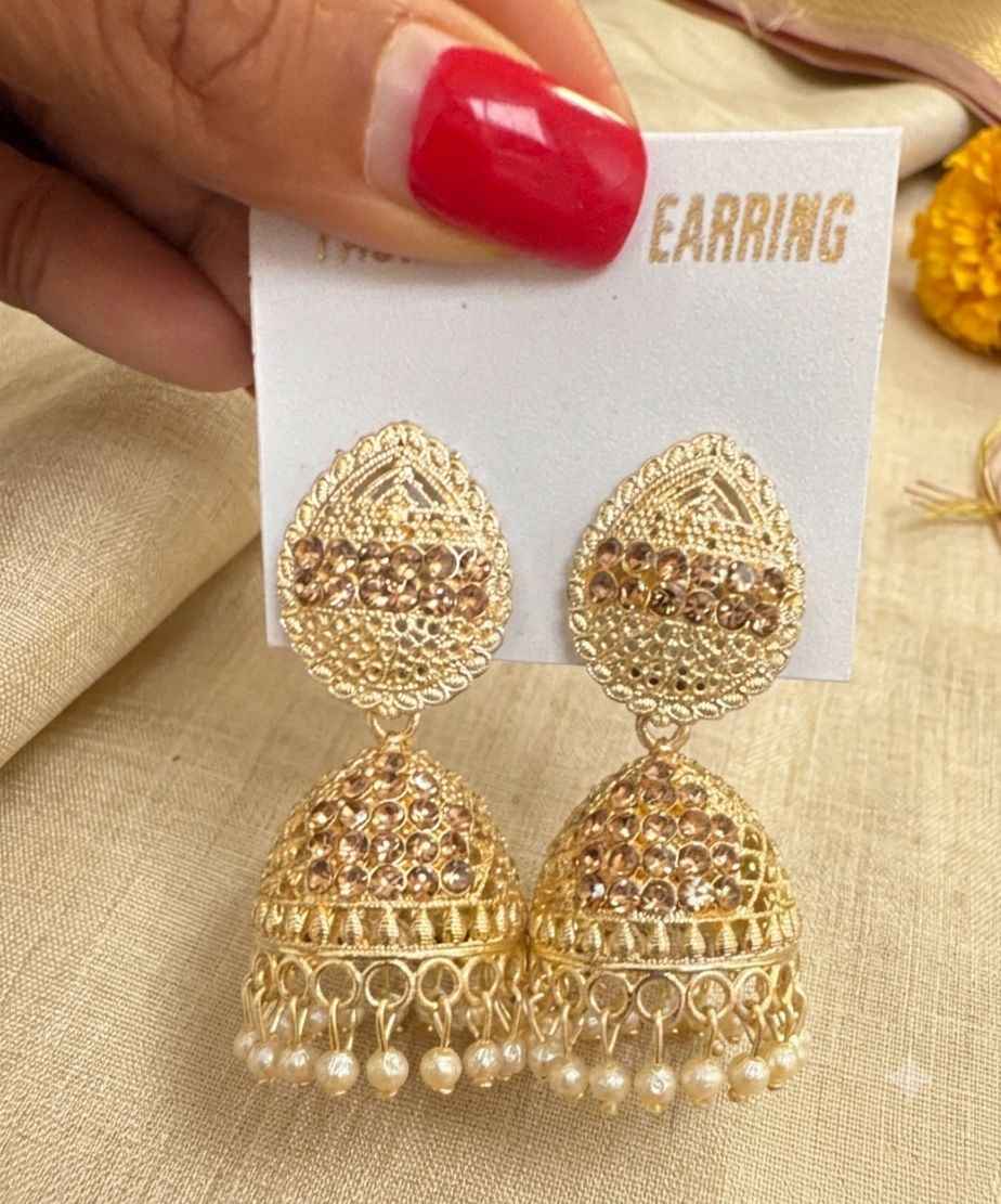 Golden Oxidised Jhumka Earring for Women in Germany