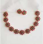Elegant Pink Floral Choker Set with Matching Studs in Germany