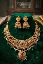 Peacock Lakshmi Necklace with Green & Pink Beads in Germany