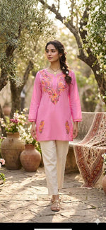Pink short embroidered kurti in Germany