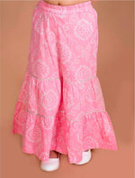 Girls Pink Floral Striped Empire Pure Cotton Kurti with Sharara In Germany