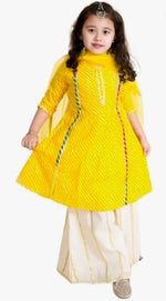 Yellow Striped Girls Kurta Palazzo Set with Dupatta in Germany