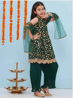 Ethnic Wear Motif Foil Printed Frock Style Salwar Suit Set For Girls With Dupatta in Berlin