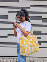 Quilted Cotton Handprinted Reversible Tote Bag in Germany