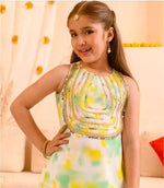 Girls White And Green Tie Dye Georgette Kurta Sharara Dupatta Set in Berlin Namma Markt