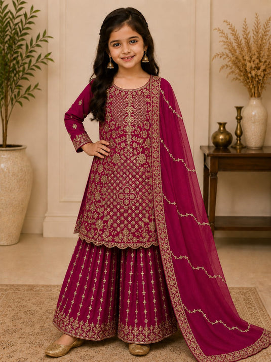 Meganta Georgette Embroidered Sharara Suit Set in Berlin