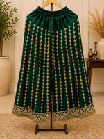 Dark Green Georgette Embroidered Sharara Suit Set in Berlin