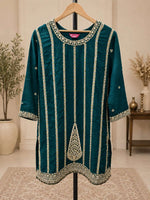 Women's teal Green Embroidered Sharara Suit Set in Germany