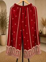 Women's Maroon Embroidered Sharara Suit Set in Germany