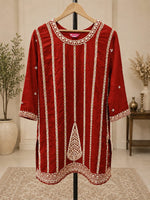 Women's Maroon Embroidered Sharara Suit Set in Germany