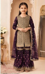 Purple Embroidered Gharara Suit in Germany