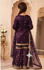 Purple Embroidered Gharara Suit in Germany