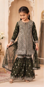 Bottle Green Embroidered Gharara Suit in Germany