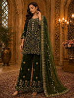 Dark Green velvet embroidered Pakistani Plazzo Suit in Germany