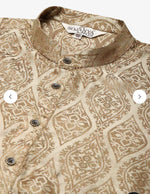 Men's Jacquard Silk Beige & Gold Kurta with Pyjama in Berlin