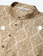 Men's Jacquard Silk Beige & Gold Kurta with Pyjama in Berlin Namma Markt