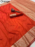 Orange Banarasi Silk Saree in Germany