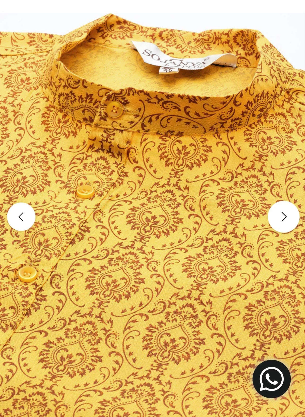 Men's Cotton Blend Mustard Printed Only Long Kurta in Germany