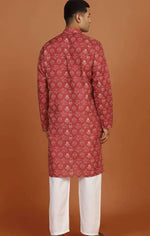 Floral Printed Red Knee Length Kurta in Germany