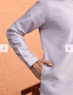 Men's Silk Blend Anchor Work Kurta Trouser Set with Long Embroidered Sequin Nehru Jacket in Germany