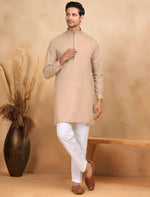 Beige Embroidered Kurta with Trouser and Nehru Jacket in Germany