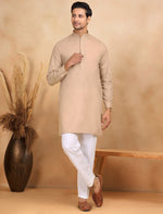 Beige Embroidered Kurta with Trouser and Nehru Jacket in Germany
