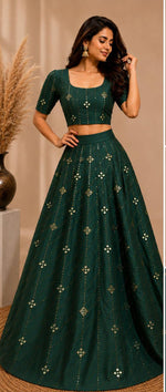 Bottle green Embellished flared lehenga choli in Germany