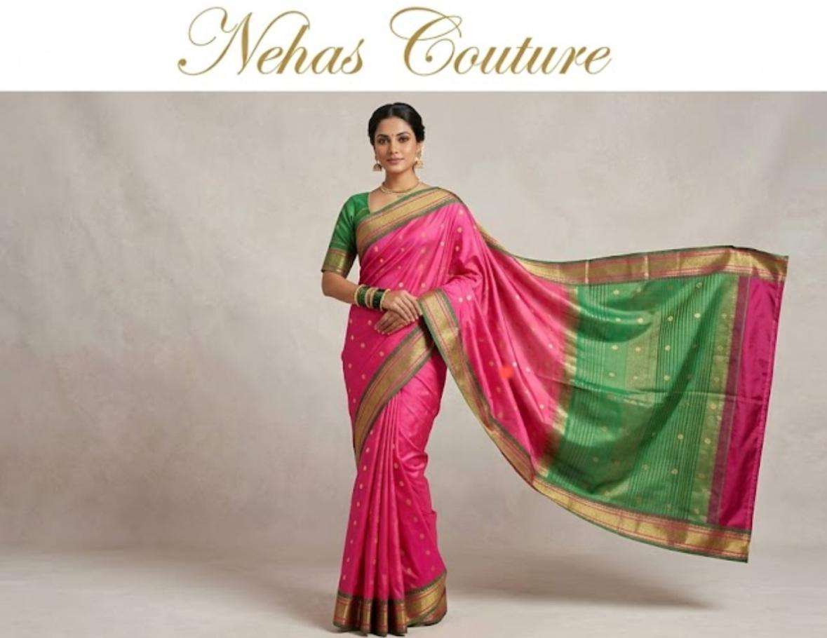 Traditional Rani Pink and Green Silk Saree in Berlin