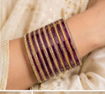 Traditional Purple and Gold Crystal Bangle Stack in Berlin