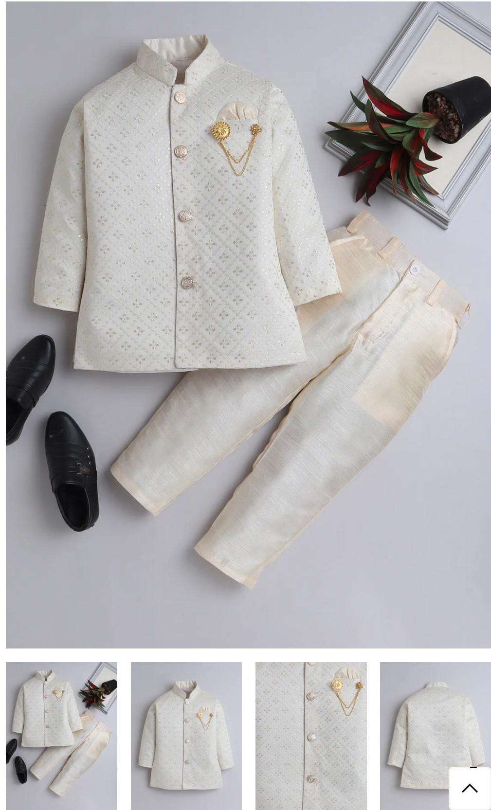 Boy's Cotton 2 Piece Indo-Western Set/Kids Ethnic Wear Jaquard Sherwani in Germany