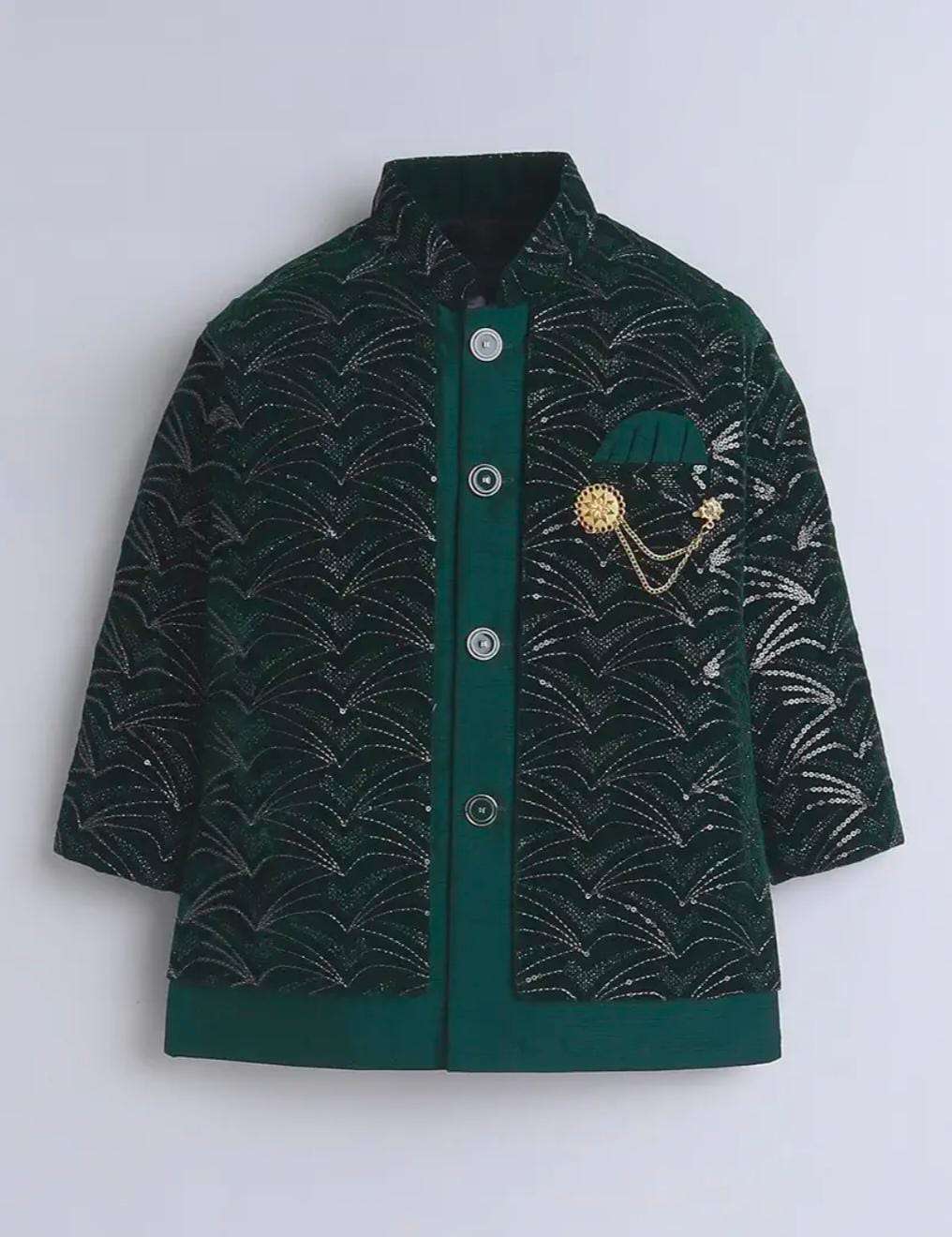 Kids Sequin Embellished Work, Velvet Sherwani Set in Germany