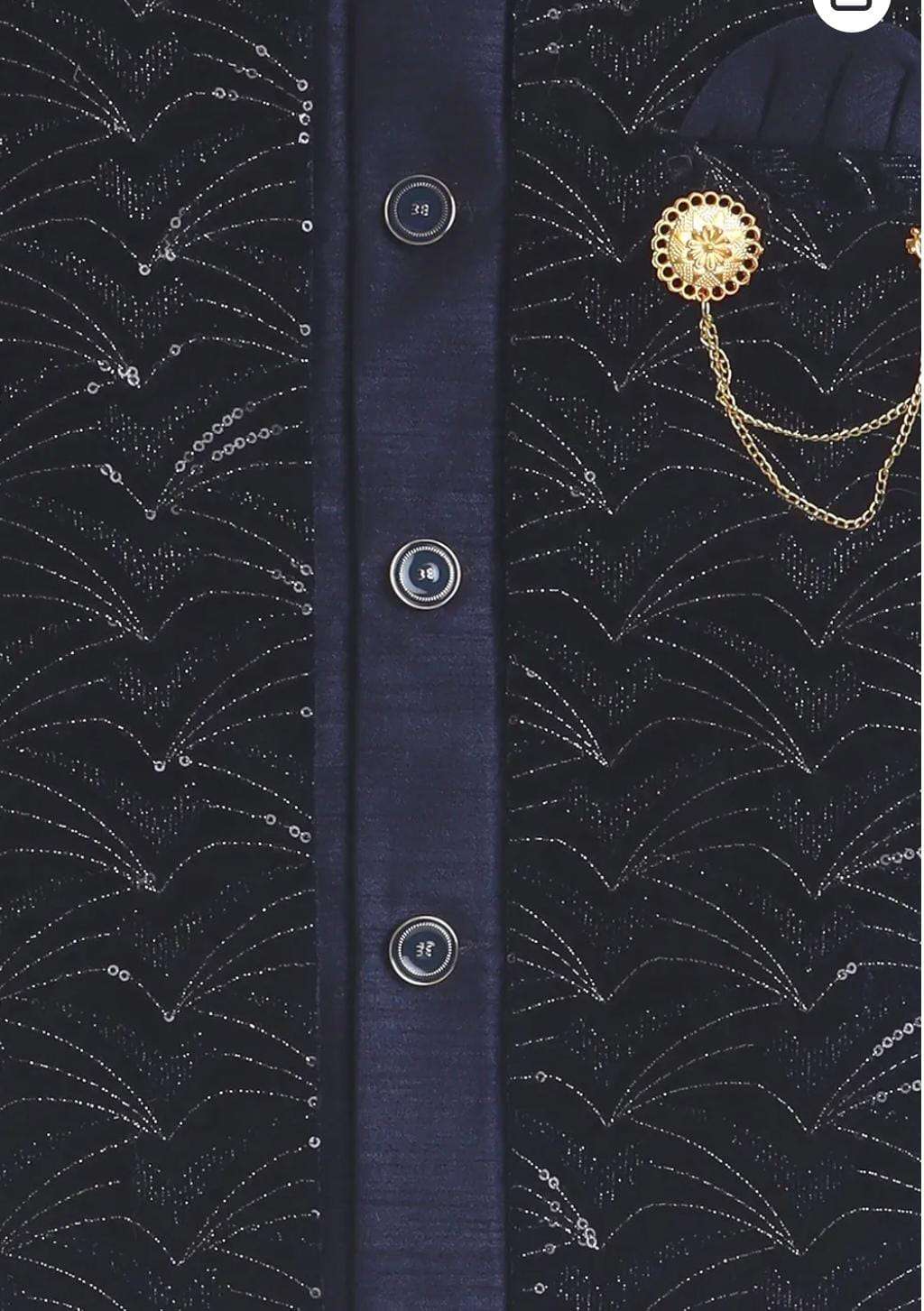 Boy's Velvet  Sequin Embellished Work, Velvet Sherwani Set in Germany