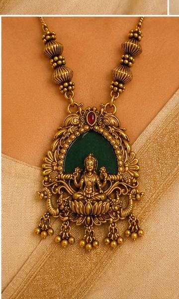Antique Gold Lakshmi Temple Pendant Necklace in Germany