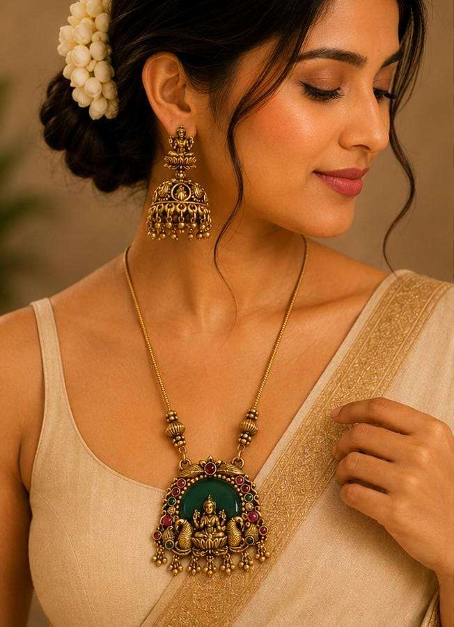 Antique South Indian Temple Jewelry Set