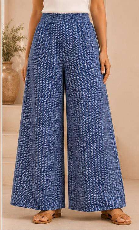 Women's blue patterned wide-leg palazzo pants In Germany