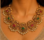 Antique Gold Temple Jewelry Set with Elephant Motifs and Pearl Droplets in Germany