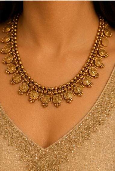 Traditional Indian Antique Gold Coin Necklace Set in Germany Namma Markt