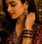 Maroon Kashmiri Ghungroo Metal Bangle Set in Germany