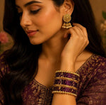 Purple Kashmiri Ghungroo Metal Bangle Set in Germany