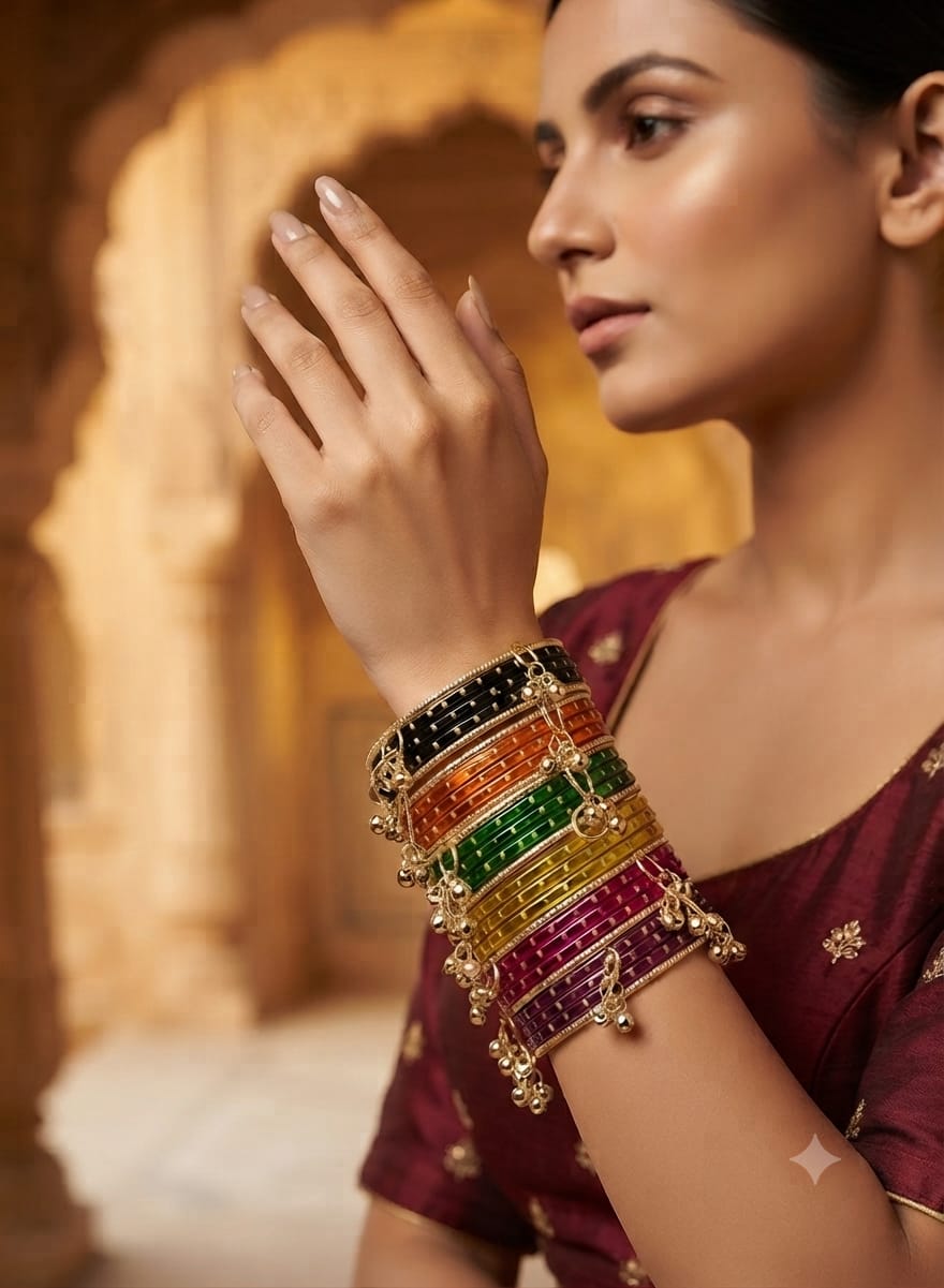 Traditional Multicolor Kashmiri Ghungroo Bangle Set in Germany