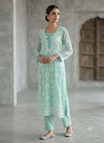 Sea Green Georgette Lucknowi Chikankari Kurta without inner in Berlin