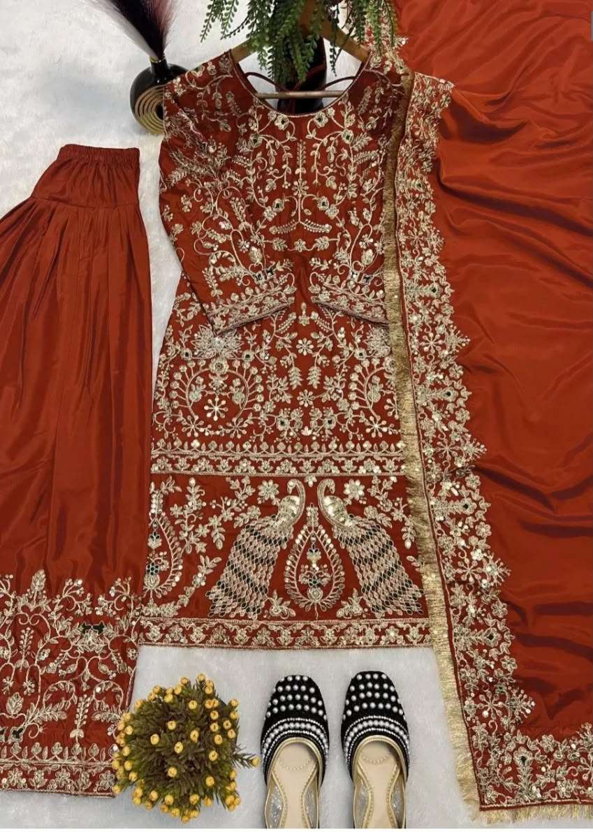 Premium Crepe Silk Panjabi Salwar Suit Heavy Embroidery Festive Wear for Women in Germany