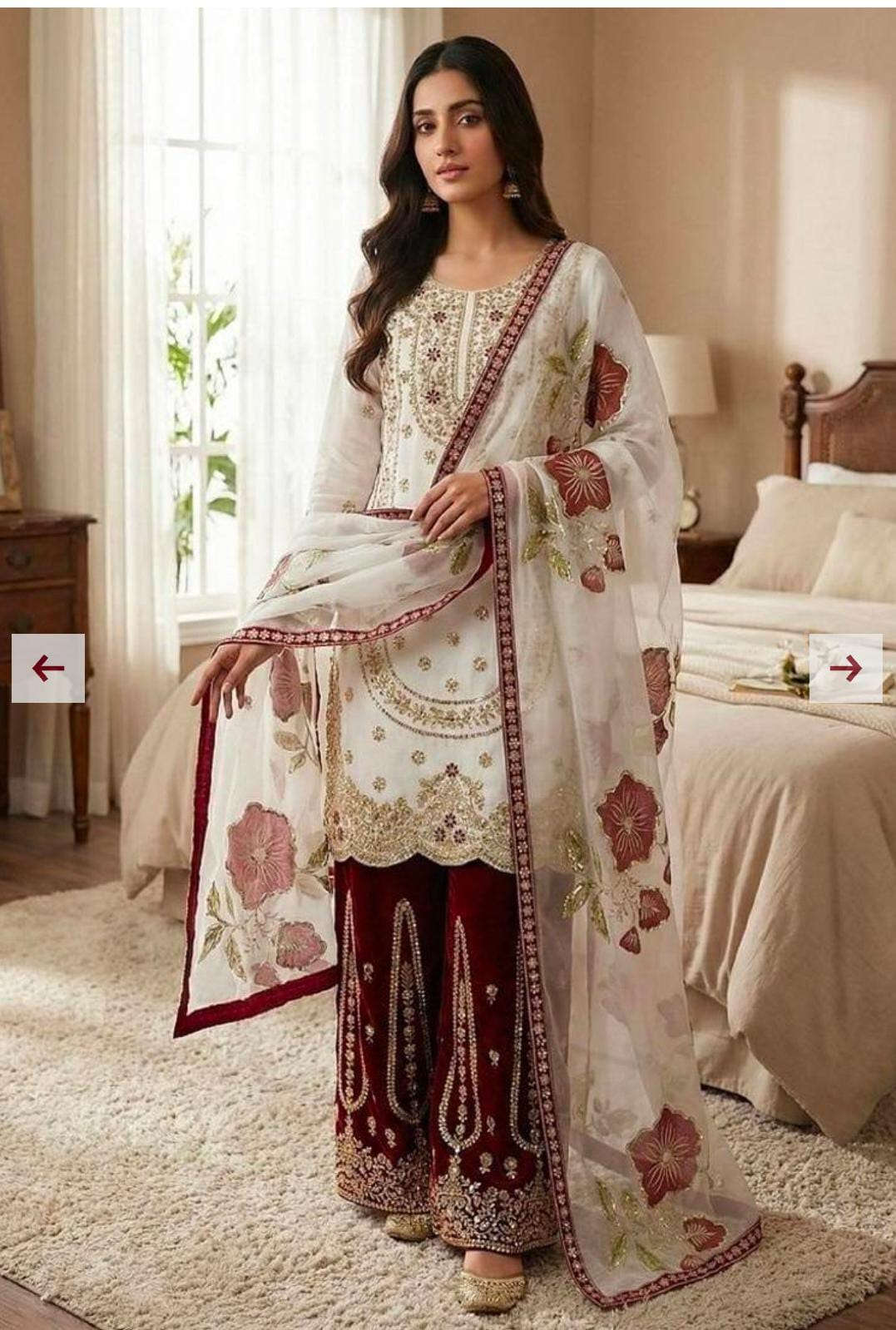 Pure GMY SILK With Heavy Embroidery Sequence Work Suit in Germany