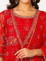 Red Polyester Printed 3/4th Sleeves Kurta Set in Germany